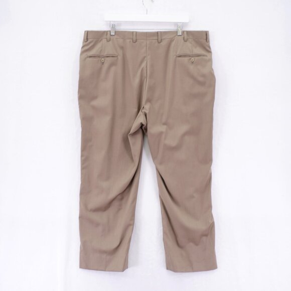 DAMAGED Hart Schaffner Marx Wool Tan Dress Pants 42 / 28 Pleated Cuffed High Ris - Picture 4 of 7